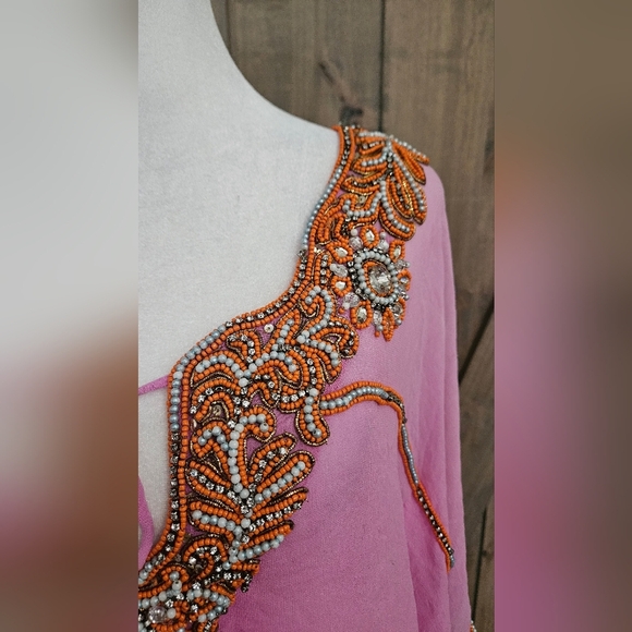 BOSTON PROPER Beaded Ombre Tunic In Pink Multi. Size Small - Picture 11 of 16